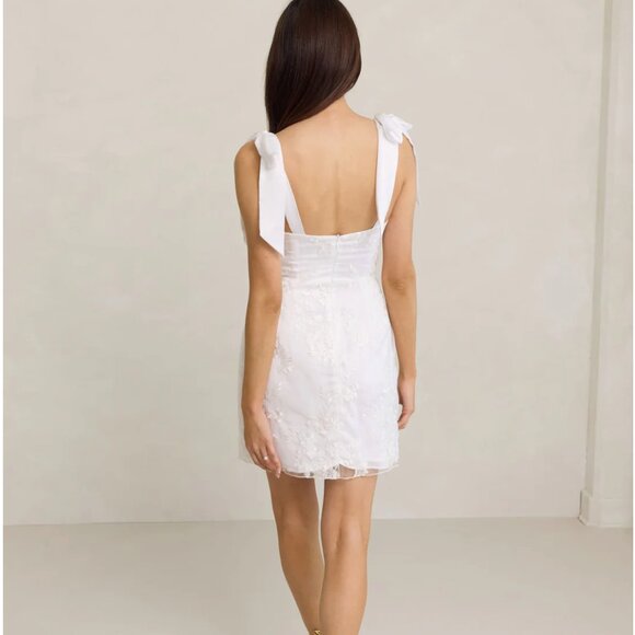 Park & Fifth White Tanner Mini Dress with Floral Accents, NWT, L - Picture 2 of 7